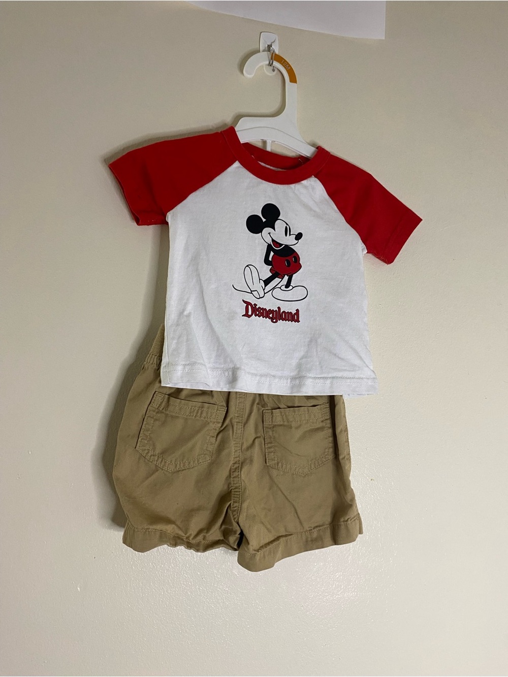 Disney Red & White Mickey Raglan Tee for Kids